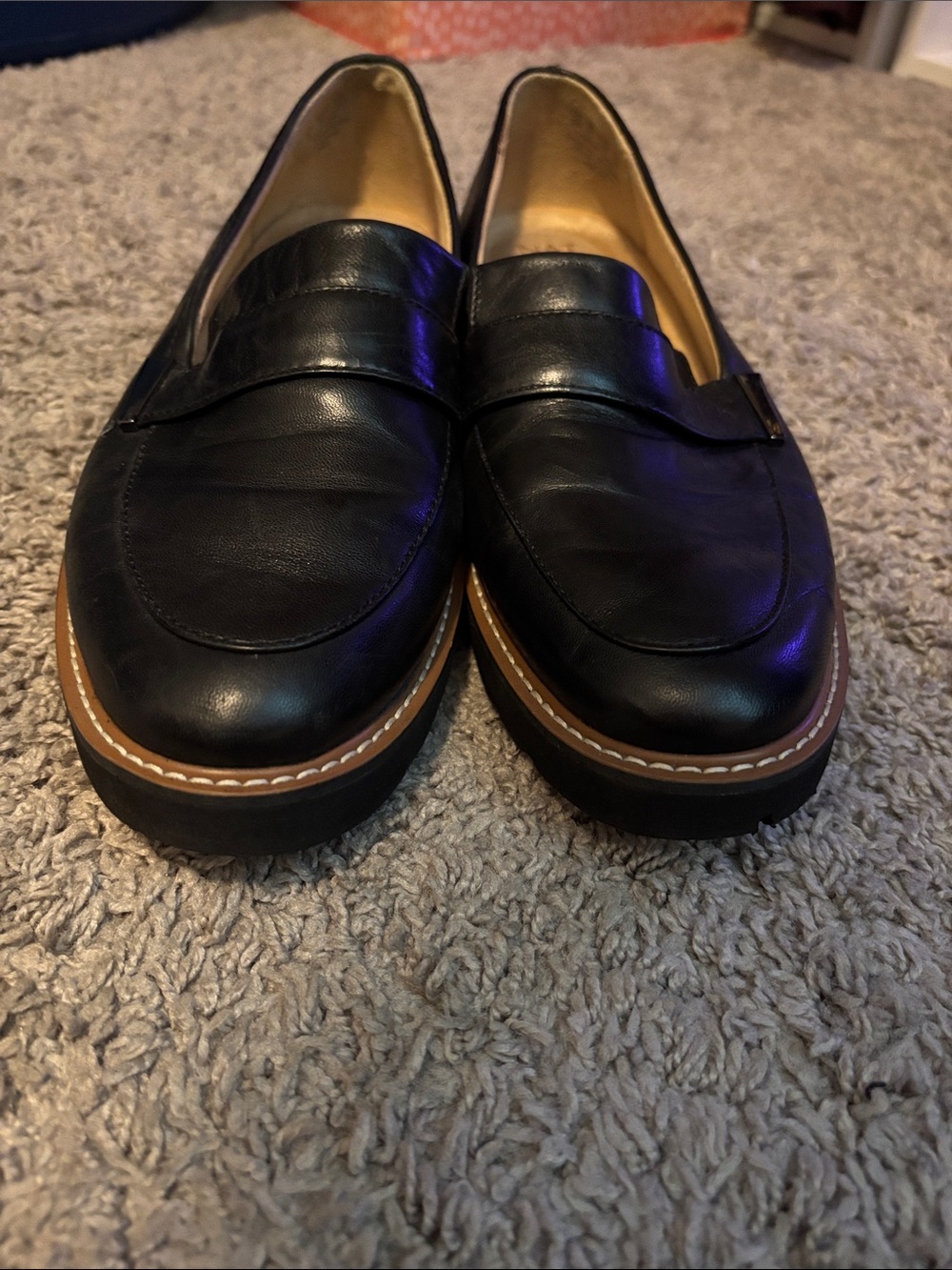 Naturalizer Black Leather Loafers with Tan Accent - Picture 7 of 8